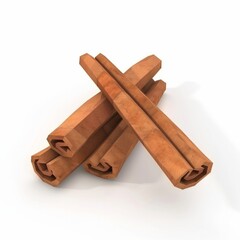 3D Render, Low Poly style of cinnamon stick, on isolated white background, Generative AI