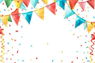 Colorful 3D birthday background triangle flag colorful on white background