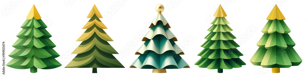 Poster christmas tree minimal illustration png element set on transparent background