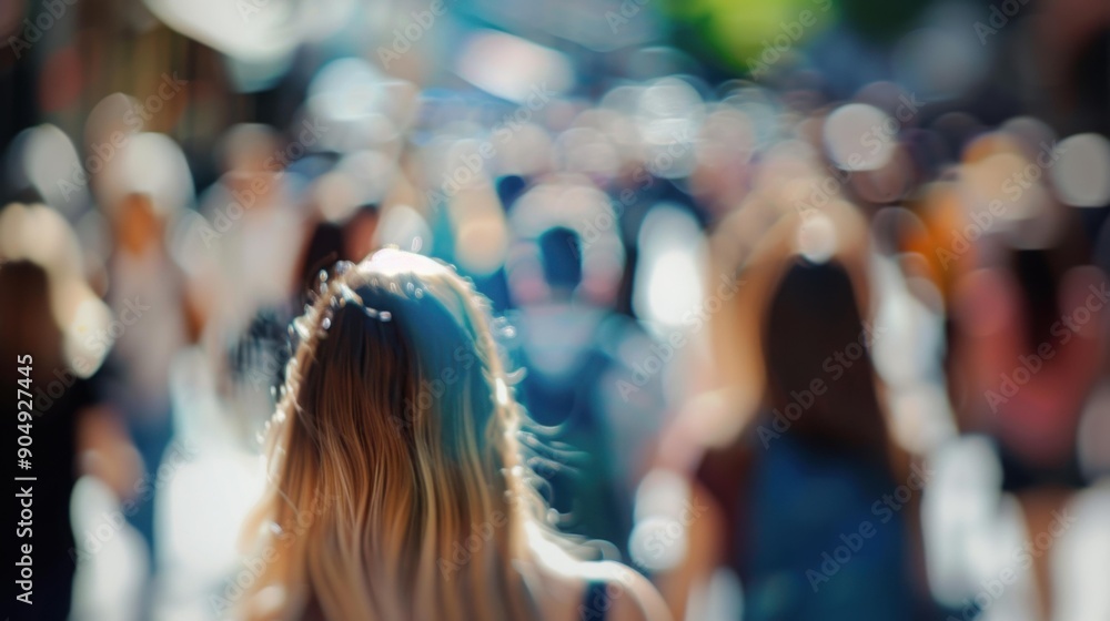 Canvas Prints A blurry image of a crowd with people walking down the street. AI.