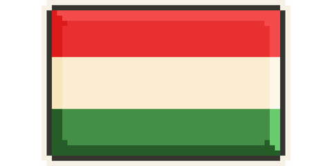 Hungary, Europe, Flag, Pixel Art, Retro 8bit Game Style, Vector 