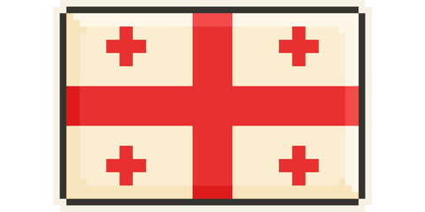 Georgia, Europe, Flag, Pixel Art, Retro 8bit Game Style, Vector 