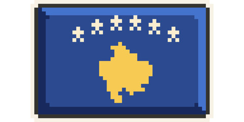 Kosovo, Europe, Flag, Pixel Art, Retro 8bit Game Style, Vector 