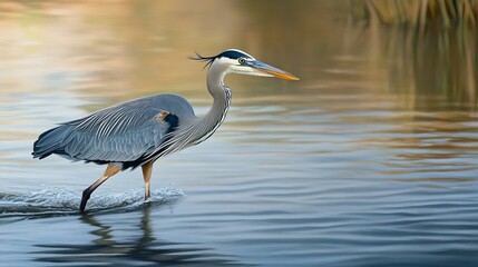Naklejka premium A blue heron hunting in the Gulf of Mexico.