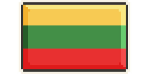 Lithuania, Europe, Flag, Pixel Art, Retro 8bit Game Style, Vector 