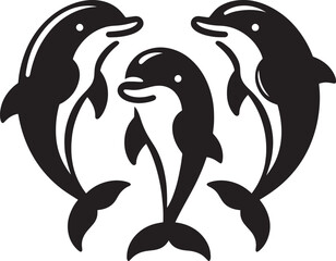 Beautiful Dolphin silhouette flat vector illustration isolated on a white background