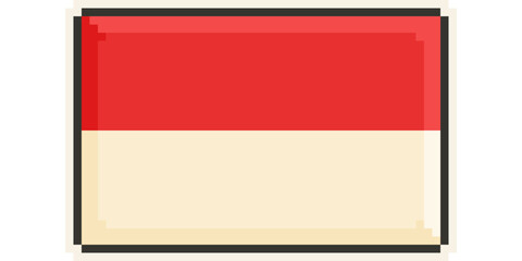 Monaco, Europe, Flag, Pixel Art, Retro 8bit Game Style, Vector 