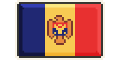 Moldova, Europe, Flag, Pixel Art, Retro 8bit Game Style, Vector 