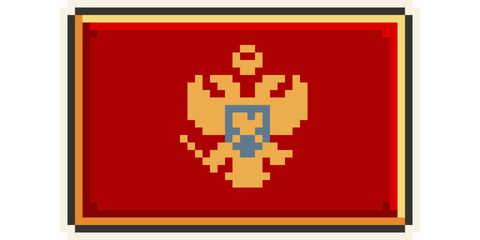 Montenegro, Europe, Flag, Pixel Art, Retro 8bit Game Style, Vector 