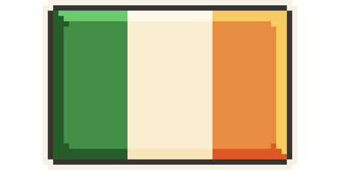 Ireland, Europe, Flag, Pixel Art, Retro 8bit Game Style, Vector 