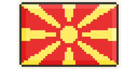Macedonia, Europe, Flag, Pixel Art, Retro 8bit Game Style, Vector 