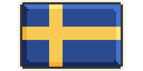 Sweden, Europe, Flag, Pixel Art, Retro 8bit Game Style, Vector 