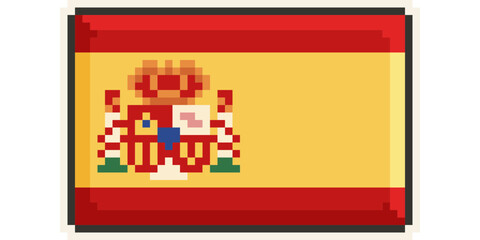 Spain, Europe, Flag, Pixel Art, Retro 8bit Game Style, Vector 