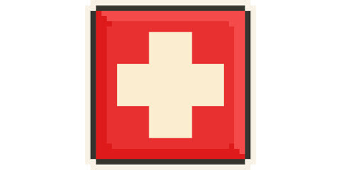 Switzerland, Europe, Flag, Pixel Art, Retro 8bit Game Style, Vector 