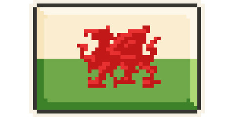 Wales, Europe, Flag, Pixel Art, Retro 8bit Game Style, Vector 