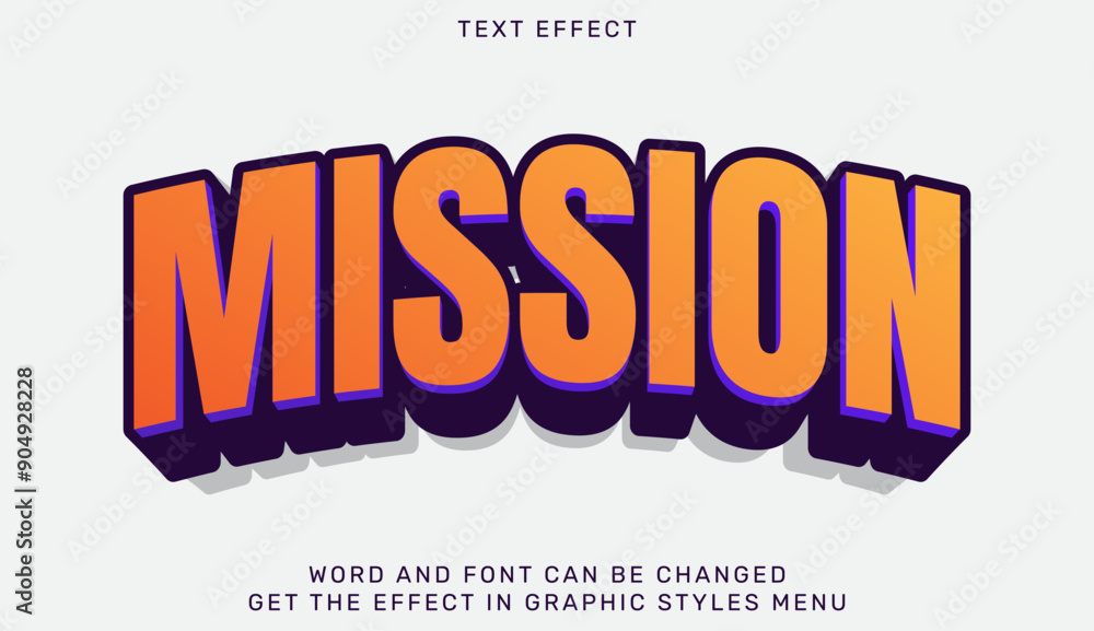 Poster mission text effect template in 3d design