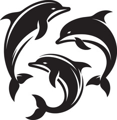 Beautiful Dolphin silhouette flat vector illustration isolated on a white background