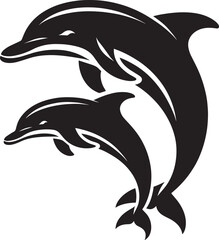 Beautiful Dolphin silhouette flat vector illustration isolated on a white background