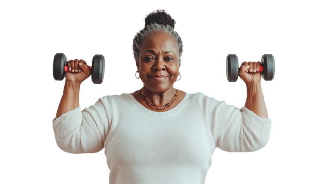 Design ohneSenior black lady doing sport to stay healthy - no background