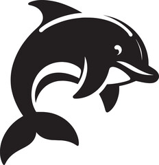 Beautiful Dolphin silhouette flat vector illustration isolated on a white background