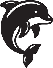 Beautiful Dolphin silhouette flat vector illustration isolated on a white background