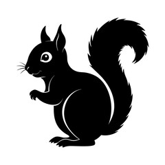 Obraz premium Vector black silhouette of a squirrel