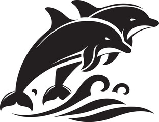 Beautiful Dolphin silhouette flat vector illustration isolated on a white background