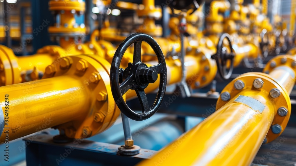 Poster industrial engineering blueprint building pipe and valve system for factory pipeline technology