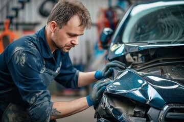 Skilled car accident repair   precise dent straightening and meticulous body restoration