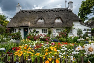 Cottage in Adare, Ireland: Thatched Village Residence with Flower-Filled Garden