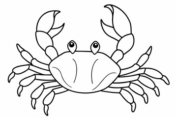 Simple Outline and Shapes of Crab with Small Seaweed - Vector Illustration, Cartoon, Clipart, and Line Art Design