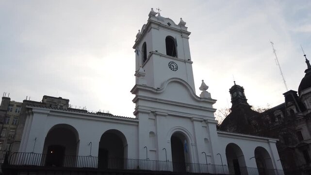 The cabildo of buenos aires argentina at dusky sunset skyline, travel landmark
