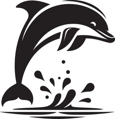 Naklejka premium Beautiful Dolphin silhouette flat vector illustration isolated on a white background