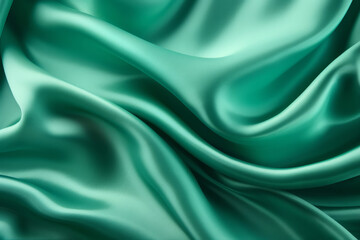 Processed collage of emerald green silk surface texture. Background for banner, backdrop