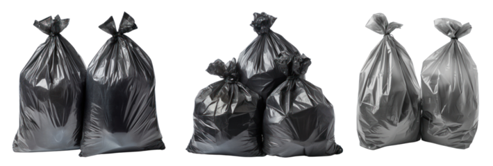Garbage bag png cut out element set