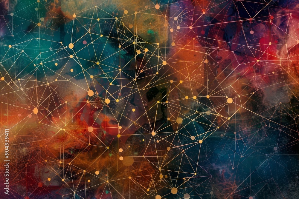 Poster geometric patterns of lines and dots create a vibrant and dynamic abstract background, geometric pat