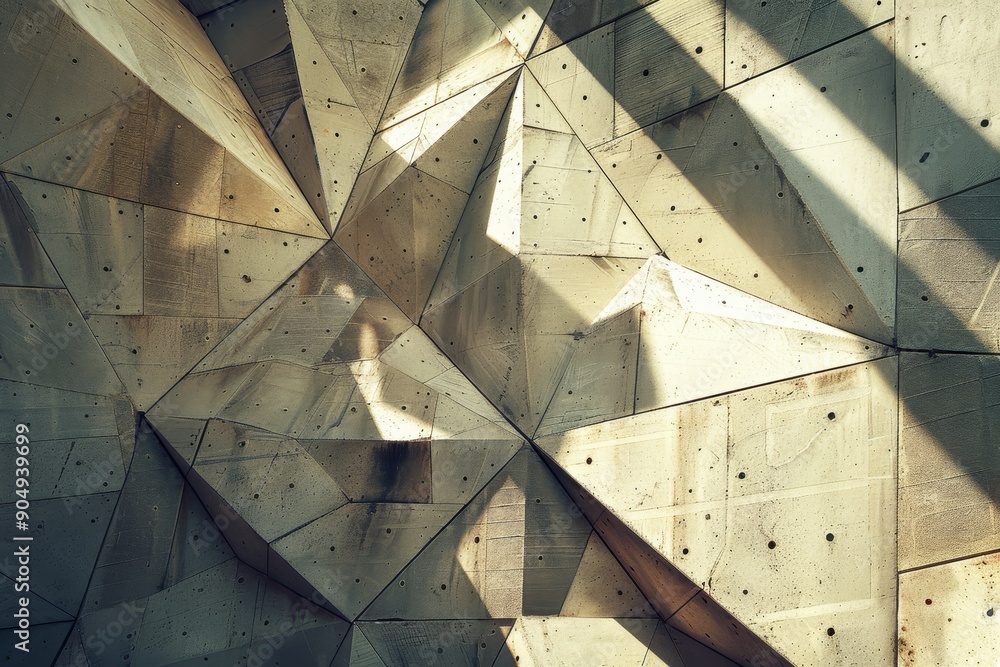 Aufkleber a concrete wall is lit up by a beam of light, highlighting its texture and geometry, geometric shape