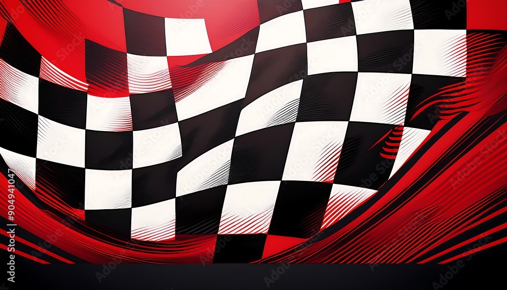Poster dynamic racing background vector featuring a checkered flag pattern
