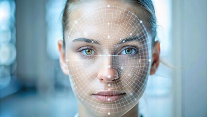 Modern biometric authentication concept with digital grid
