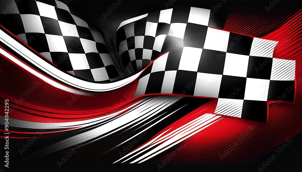 Poster dynamic racing background vector featuring a checkered flag pattern