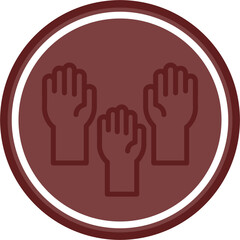 Voting Hand Vector Line Double Circle Maroon