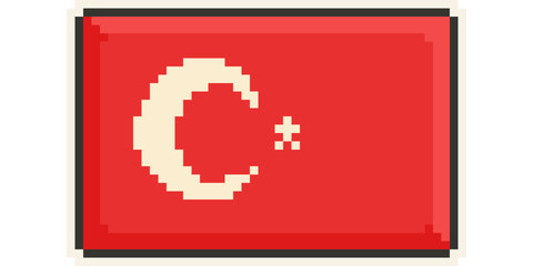 Turkey, Europe, Flag, Pixel Art, Retro 8bit Game Style, Vector 