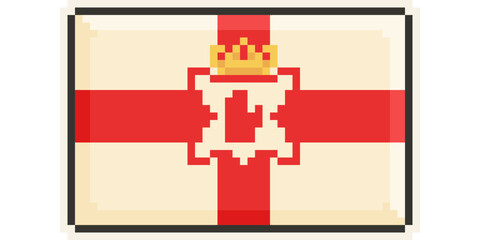 North Ireland, UK, United Kingdom, Europe, Flag, Pixel Art, Retro 8bit Game Style, Vector 