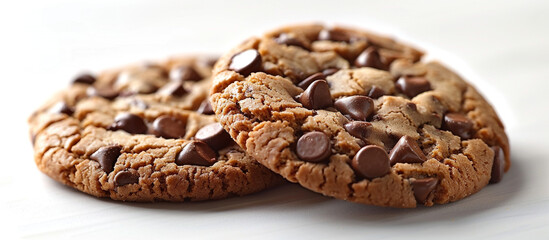 Obraz premium A concept for a pastry shop or bakery. Cookies with chocolate chips. Kitchen decor.