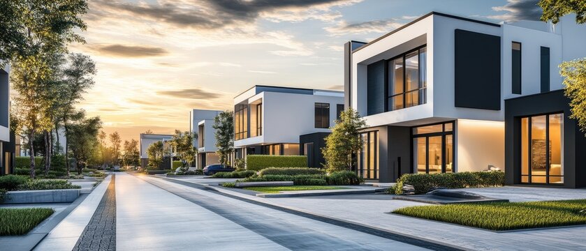 Luxury housing projects, featuring modern townhouses and villas. Explore investment opportunities in the real estate market with property listings