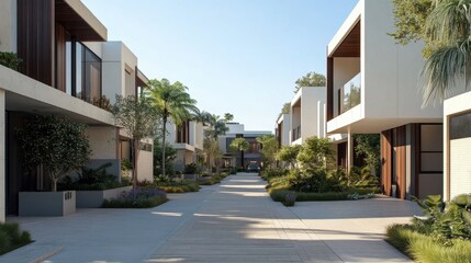 Fototapeta premium Luxury housing projects, featuring modern townhouses and villas. Explore investment opportunities in the real estate market with property listings