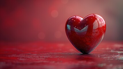 Fototapeta premium 3D Background of the symbol of love, minimalism, flat style. With text space.