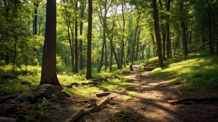 Fototapeta premium Sunlit Path Through Forest