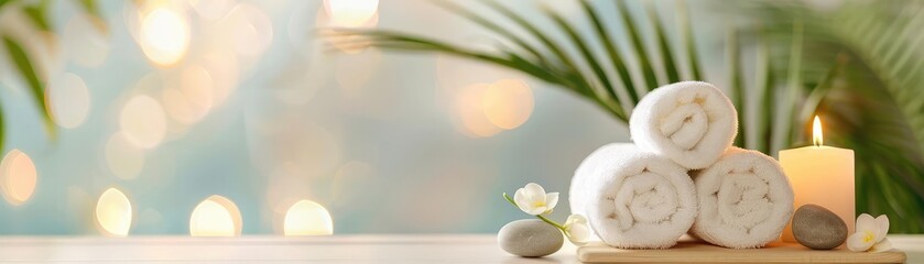 Peaceful spa setting with mindfulness elements, promoting inner peace and self-care