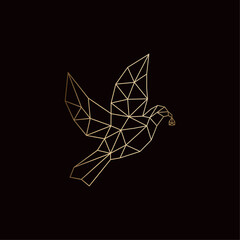 Geometric Luxury Pigeon Logo Vector Illustration